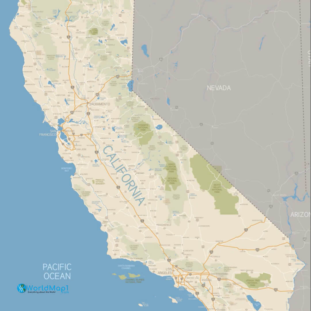 California Map with San Francisco Bay Area